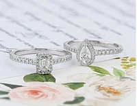 18K White Gold & Palladium Alloy (hypoallergenic) 0.75cttw Canadian Pear Shape Diamond Engagement Ring