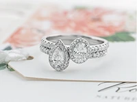 18K White Gold & Palladium Alloy (hypoallergenic) 0.75cttw Canadian Pear Shape Diamond Engagement Ring