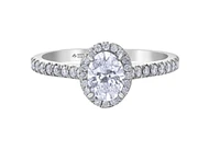 18K White Gold & Palladium Alloy (hypoallergenic) 0.54-1.32cttw Canadian Oval Shape Diamond Engagement Ring - / Carat Total