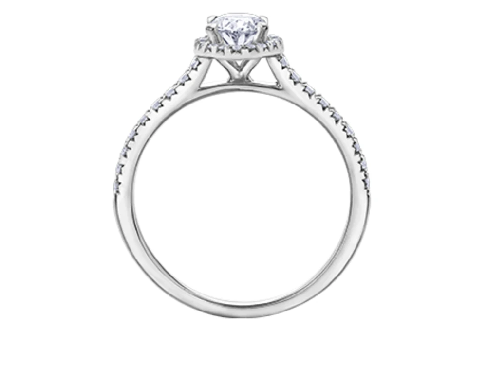 18K White Gold & Palladium Alloy (hypoallergenic) 0.54-1.32cttw Canadian Oval Shape Diamond Engagement Ring - / Carat Total