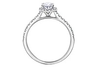 18K White Gold & Palladium Alloy (hypoallergenic) 0.54-1.32cttw Canadian Oval Shape Diamond Engagement Ring - / Carat Total