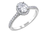 18K White Gold & Palladium Alloy (hypoallergenic) 0.54-1.32cttw Canadian Oval Shape Diamond Engagement Ring - / Carat Total