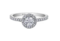 18K White Gold & Palladium Alloy (hypoallergenic) 0.76-1.32cttw Canadian Round Shape Diamond Engagement Ring - / Carat Total