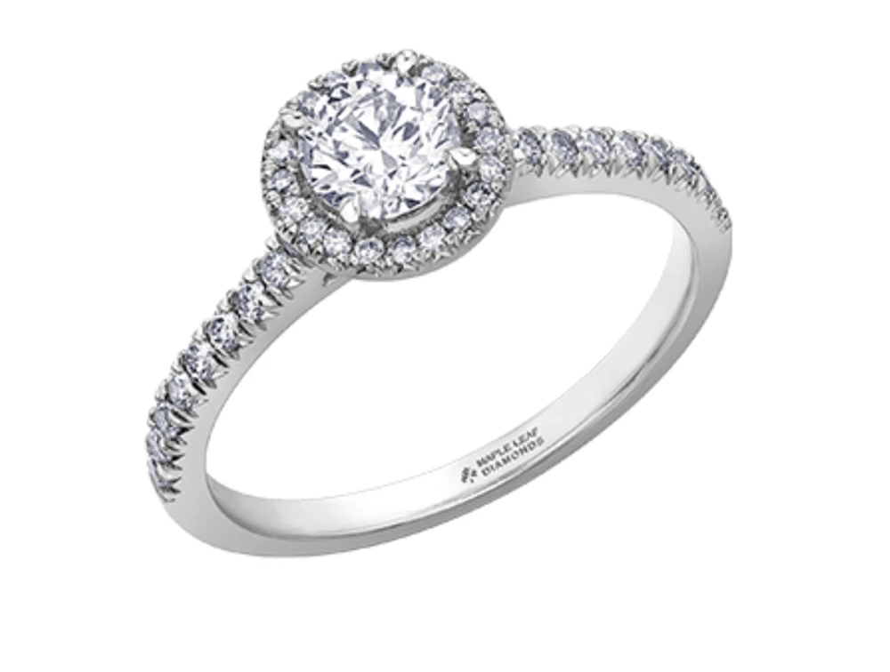 18K White Gold & Palladium Alloy (hypoallergenic) 0.76-1.32cttw Canadian Round Shape Diamond Engagement Ring - / Carat Total