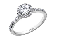 18K White Gold & Palladium Alloy (hypoallergenic) 0.76-1.32cttw Canadian Round Shape Diamond Engagement Ring - / Carat Total