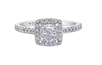 18K White Gold & Palladium Alloy (hypoallergenic) 1.31cttw Canadian Cushion Shape Diamond Engagement Ring