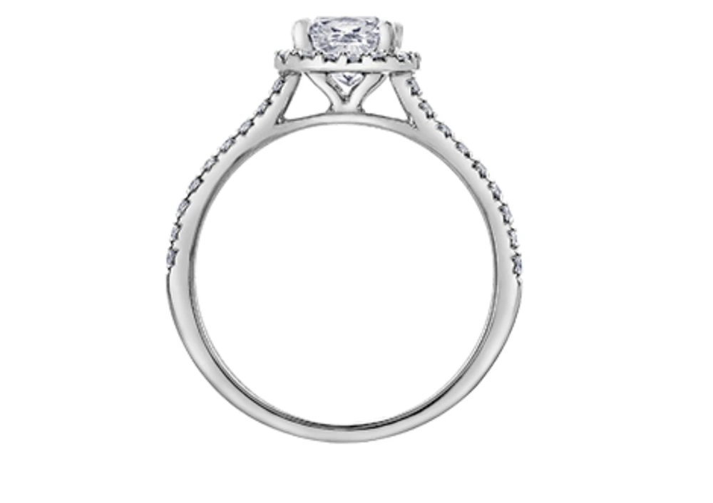 18K White Gold & Palladium Alloy (hypoallergenic) 1.31cttw Canadian Cushion Shape Diamond Engagement Ring
