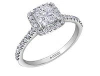 18K White Gold & Palladium Alloy (hypoallergenic) 1.31cttw Canadian Cushion Shape Diamond Engagement Ring