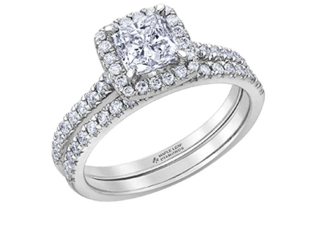 18K White Gold & Palladium Alloy (hypoallergenic) 1.31cttw Canadian Cushion Shape Diamond Engagement Ring