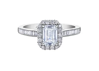 18K White Gold & Palladium Alloy (hypoallergenic) 1.02-1.59cttw Canadian Emerald Shape Diamond Engagement Ring - / Carat Total