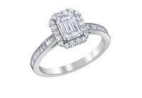 18K White Gold & Palladium Alloy (hypoallergenic) 1.02-1.59cttw Canadian Emerald Shape Diamond Engagement Ring - / Carat Total