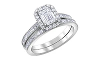 18K White Gold & Palladium Alloy (hypoallergenic) 1.02-1.59cttw Canadian Emerald Shape Diamond Engagement Ring - / Carat Total