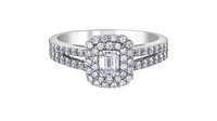 18K White Gold & Palladium Alloy (hypoallergenic) 0.80cttw Canadian Emerald Diamond Engagement Ring