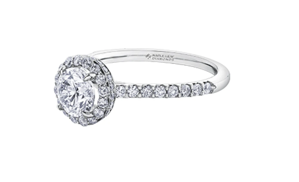 18K White Gold & Palladium Alloy (hypoallergenic) 1.51cttw Canadian Diamond Engagement Ring