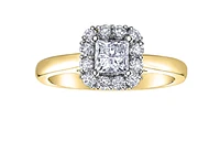 18K Yellow Gold & Palladium Alloy (hypoallergenic) 0.85ttw Princess Cut Canadian Diamond Engagement Ring