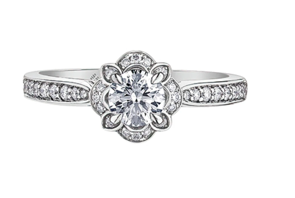 18K White Gold & Palladium Alloy (hypoallergenic) 0.68ttw Canadian Diamond Engagement Ring