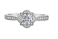 18K White Gold & Palladium Alloy (hypoallergenic) 0.68ttw Canadian Diamond Engagement Ring