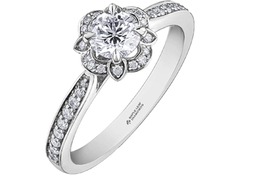 18K White Gold & Palladium Alloy (hypoallergenic) 0.68ttw Canadian Diamond Engagement Ring