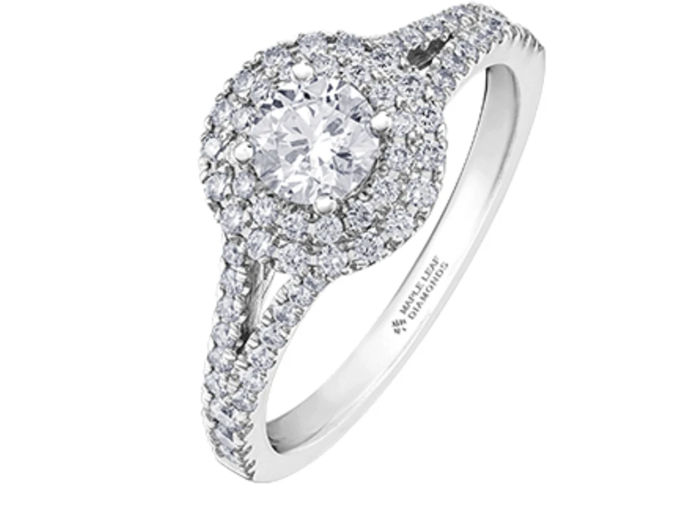 18K White Gold & Palladium Alloy (hypoallergenic) 1.00ttw Canadian Diamond Engagement Ring