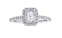 18K White Gold & Palladium Alloy (hypoallergenic) 1.47cttw Canadian Radiant Cut Diamond Engagement Ring