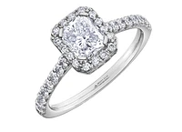 18K White Gold & Palladium Alloy (hypoallergenic) 1.47cttw Canadian Radiant Cut Diamond Engagement Ring