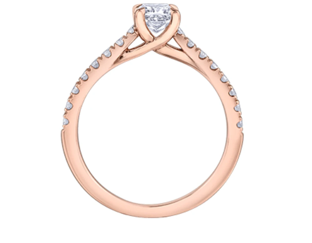 14K Rose Gold 0.75cttw Princess Cut Canadian Diamond Engagement Ring - /