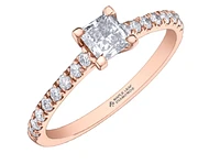 14K Rose Gold 0.75cttw Princess Cut Canadian Diamond Engagement Ring - /