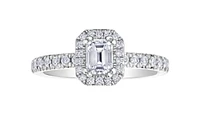 18K White Gold & Palladium Alloy (hypoallergenic) 1.00-1.25ttw Canadian Emerald Cut Diamond Engagement Ring - / Carat Total