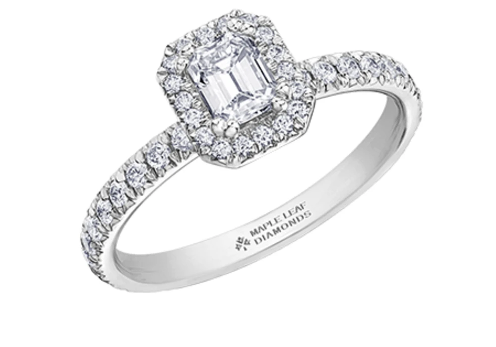 18K White Gold & Palladium Alloy (hypoallergenic) 1.00-1.25ttw Canadian Emerald Cut Diamond Engagement Ring - / Carat Total