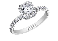 18K White Gold & Palladium Alloy (hypoallergenic) 1.00-1.25ttw Canadian Emerald Cut Diamond Engagement Ring - / Carat Total