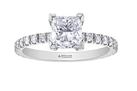 18K White Gold & Palladium Alloy (hypoallergenic) 1.75cttw Canadian Princess Cut Diamond Engagement Ring - /