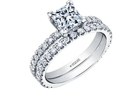 18K White Gold & Palladium Alloy (hypoallergenic) 1.75cttw Canadian Princess Cut Diamond Engagement Ring - /