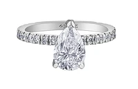 18K White Gold & Palladium Alloy (hypoallergenic) 1.96cttw Canadian Pear Cut Diamond Engagement Ring - /
