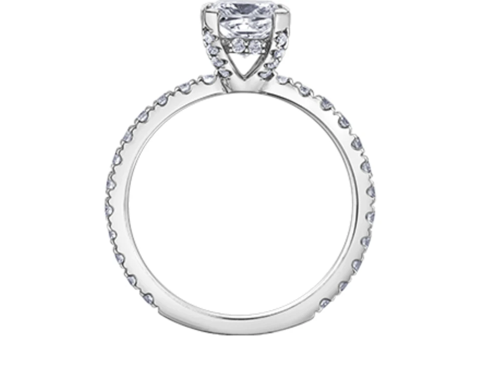 18K White Gold & Palladium Alloy (hypoallergenic) 1.96cttw Canadian Pear Cut Diamond Engagement Ring - /
