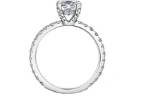 18K White Gold & Palladium Alloy (hypoallergenic) 1.96cttw Canadian Pear Cut Diamond Engagement Ring - /