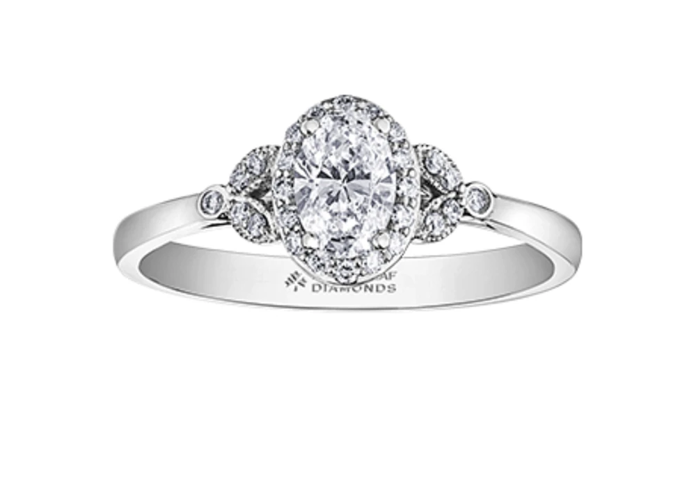 18K White Gold & Palladium Alloy (hypoallergenic) 0.52ttw Canadian Diamond Engagement Ring