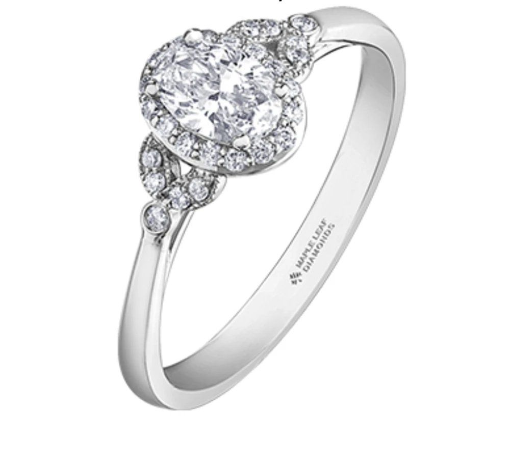 18K White Gold & Palladium Alloy (hypoallergenic) 0.52ttw Canadian Diamond Engagement Ring