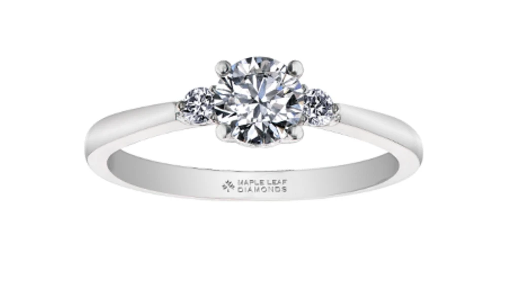 18K White Gold & Palladium Alloy (hypoallergenic) 0.58ttw Canadian Diamond Engagement Ring