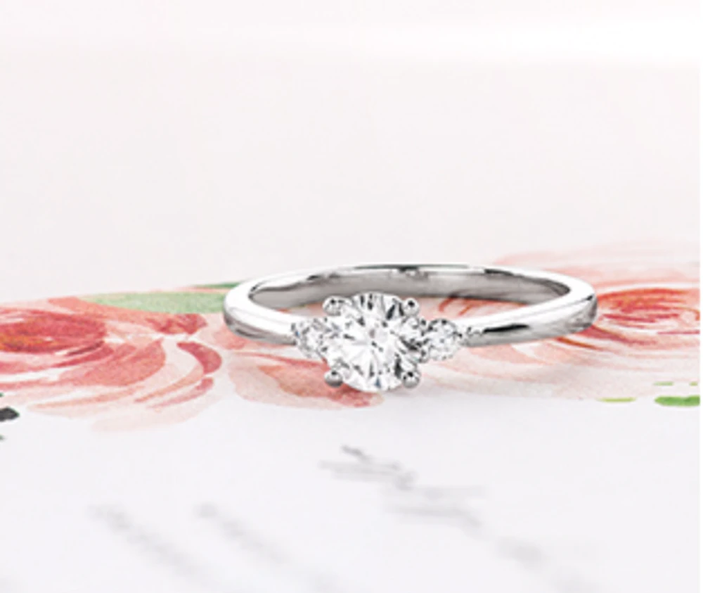 18K White Gold & Palladium Alloy (hypoallergenic) 0.58ttw Canadian Diamond Engagement Ring