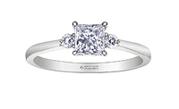 18K White Gold & Palladium Alloy (hypoallergenic) 0.58ttw Princess Cut Canadian Diamond Engagement Ring
