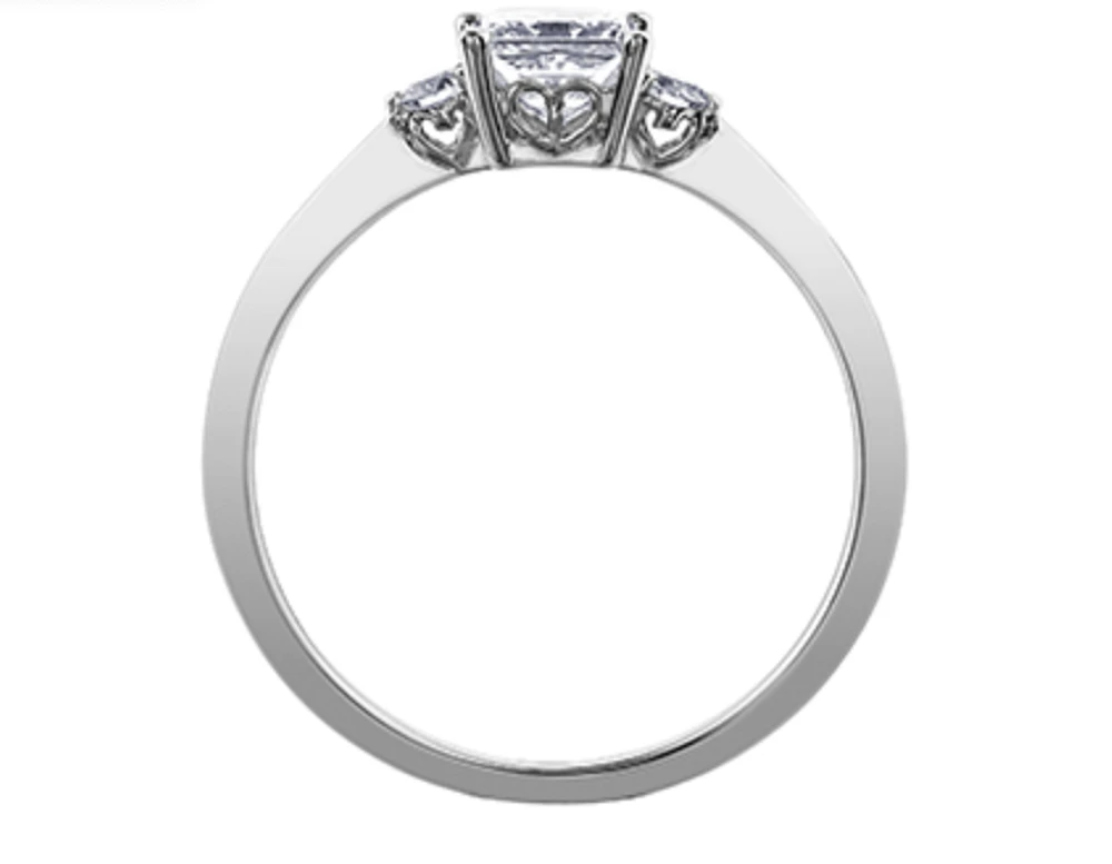 18K White Gold & Palladium Alloy (hypoallergenic) 0.58ttw Princess Cut Canadian Diamond Engagement Ring