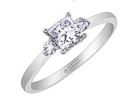 18K White Gold & Palladium Alloy (hypoallergenic) 0.58ttw Princess Cut Canadian Diamond Engagement Ring