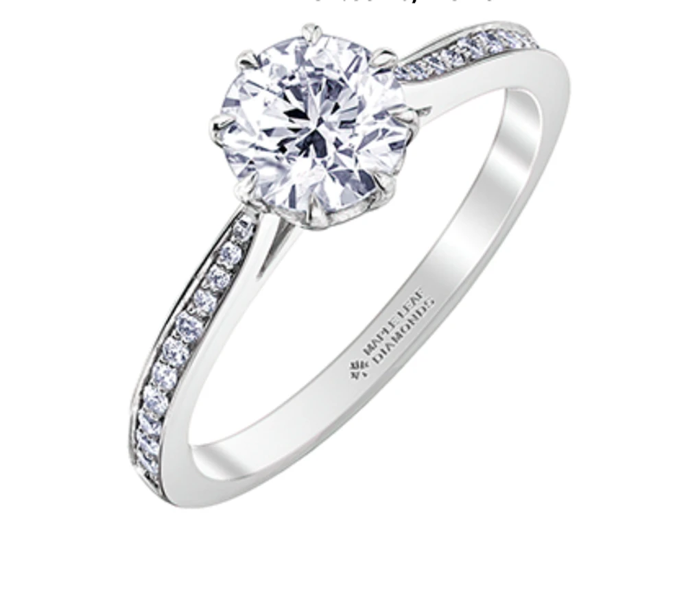 18K White Gold & Palladium Alloy (hypoallergenic) 0.83-2.15ttw Canadian Diamond Engagement Ring - / 0.83 Carat Total