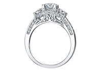 18K White Gold & Palladium Alloy (hypoallergenic) 1.50cttw 3 Stone Canadian Diamond Engagement Ring