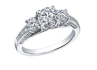 18K White Gold & Palladium Alloy (hypoallergenic) 1.50cttw 3 Stone Canadian Diamond Engagement Ring
