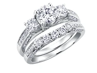 18K White Gold & Palladium Alloy (hypoallergenic) 1.50cttw 3 Stone Canadian Diamond Engagement Ring