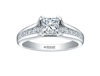 18K White Gold & Palladium Alloy (hypoallergenic) 0.65-1.50cttw Princess Cut Canadian Diamond Engagement Ring - / 0.65 Carat Total