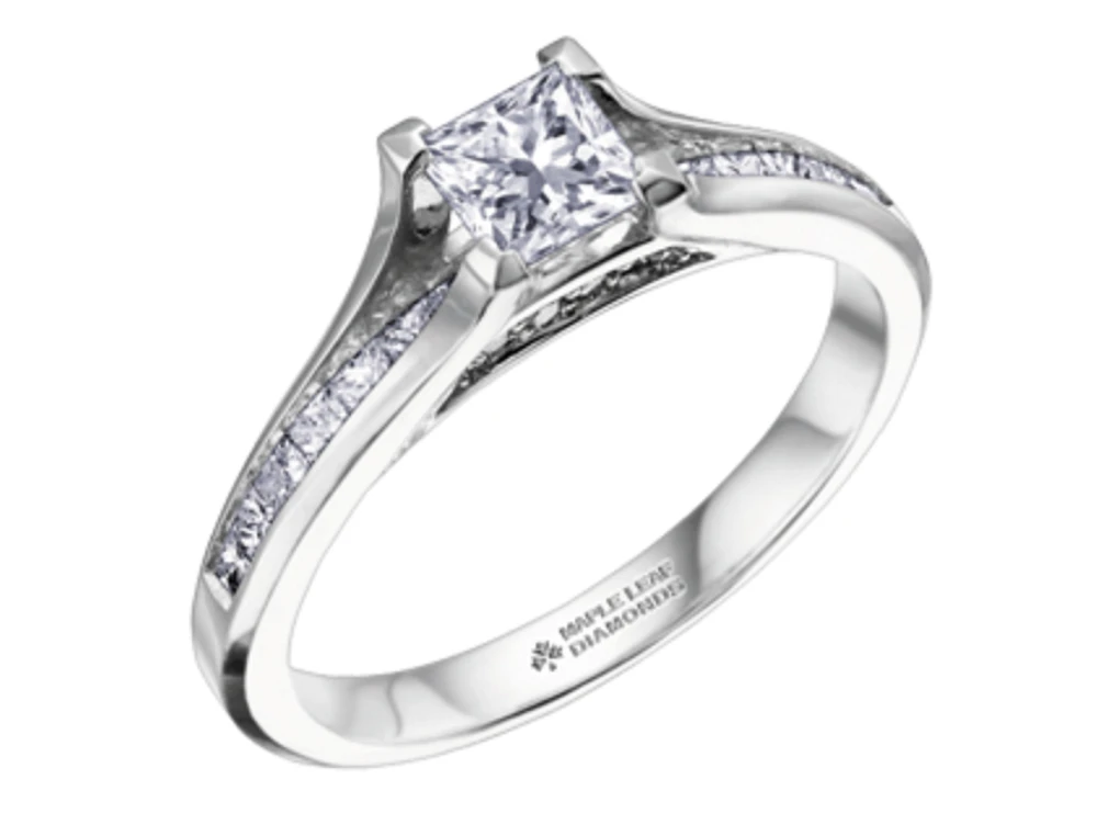 18K White Gold & Palladium Alloy (hypoallergenic) 0.65-1.50cttw Princess Cut Canadian Diamond Engagement Ring - / 0.65 Carat Total
