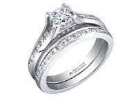 18K White Gold & Palladium Alloy (hypoallergenic) 0.65-1.50cttw Princess Cut Canadian Diamond Engagement Ring - / 0.65 Carat Total