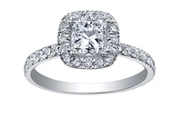 18K White Gold & Palladium Alloy (hypoallergenic) 0.71-1.61cttw Princess Cut Canadian Diamond Engagement Ring - / Carat Total